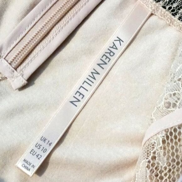 Karen Millen Blush Pink Sleeveless Scalloped Lace Neckline Blouse Size 10 Top - Picture 7 of 11